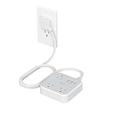 TESSAN Ultra Thin Flat Extension Cord 5 FT, Slim Power Strip with USB Ports (1 USB C), Surge Protector Flat Plug Wall Charger with 3 Outlets for Office, School, Dorm Room Essentials