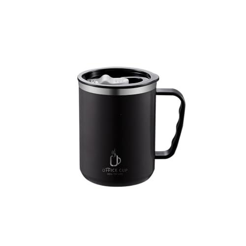 NIUHUAHUI Taza de café de cerámica Taza Termo de 500ml, taza de café de acero inoxidable 304 con asa, taza aislada al vacío a prueba de fugas, botella de agua portátil Tazas de café(Black)