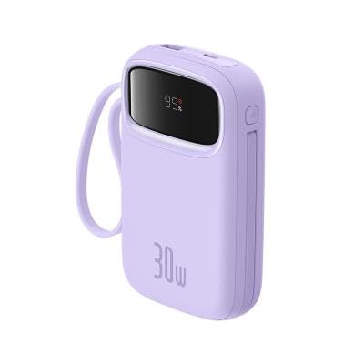 Baseus QPow 2 10000mAh 30W Fast-Charging Power Bank – Dual Built-in Type-C Cables, Digital Display, PD Compatible – Nebula Purple view 2