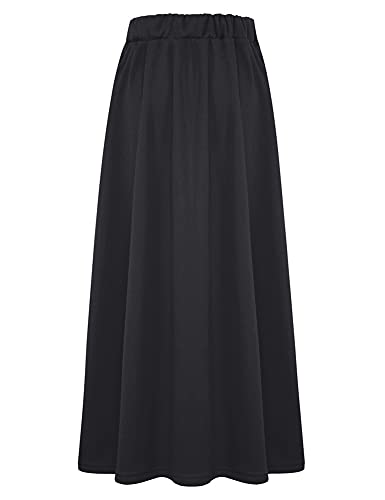 IDEALSANXUN Fleece Lined Long Skirts for Womens Elastic Waist Aline Warm Winter Skirts with Pockets2
