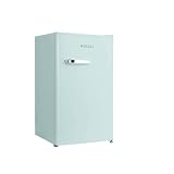 ASCOLI Retro kühlschrank mit gefrierfach klein 85L (77+8L), Mini vintage gefrierkombination freistehend gefrierschrank grün,Leise, Mechanische Steuerung, LED-Beleuchtung