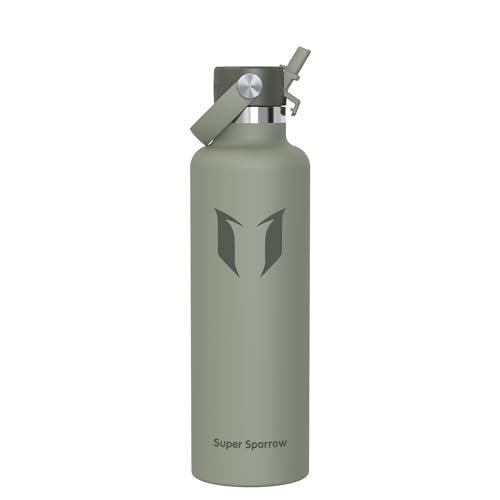 Sparrow Botella Agua Acero Inoxidable 1L FlipFlow Botella Termica Pajita