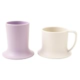 Untippy Kids Tumbler and Teacup | 2 Cup Set (6 & 7 Oz) Dishwasher/Microwave Safe 3.5' x 4' | 2 Wide Base Toddler Cups Polypropylene Plastic | Open Sippy Cup for 6+ Month Old (lavender, stone)