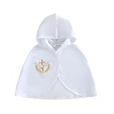 Newborn Baby Boy Girl Baptism Outfits Embroidered Baptism Cape Cross Dove Christening Outfit (White, 6-12 Months)