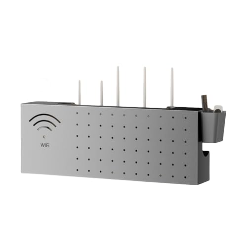 AOUCN ルーター収納ボックス 壁掛けWiFi,配置ラック、壁掛け式、パンチングなし、セットトップボックスキャビネット、ネットワークケーブルソケットシールドボックス、有孔ボード(グレー,40*20*10cm) (40*20*10cm,グレー)