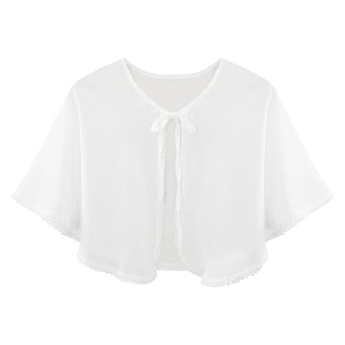 Loyan Girls Kids Wedding Party Dress Cover Up Open Front Summer Blouse Bolero Shrug Tops Chiffon Cardigan3