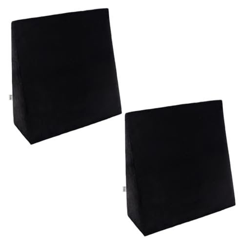Image of Frido Complete Back Support Wedge Cushion Made with Memory Foam, Improves Comfort and Posture While Sitting /Working on Bed, Pack of 2 (Black)
