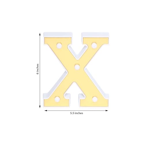 Image of Efavormart 6 inch Gold Marquee Letter X, Mirror Front Warm White LED Light Up 3D Sign, Battery Operated 72H Glow for Wedding Party & Wall Decor