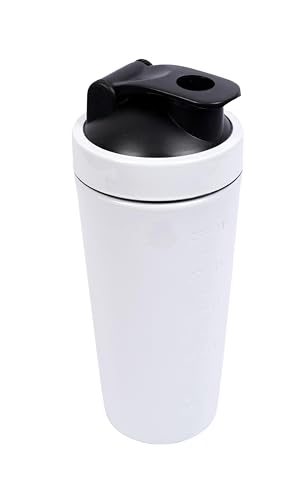Image of Stainless Steel Gym Shaker 750ml - Leakproof Shaker Bottle for Protein Powder, Smoothies, Supplements - Odor-Free, Durable & Portable for Gym, Travel, and Workouts (white shaker)