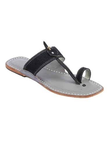 Image of KORAKARI Mens Kolhapuri Chappal, Handcrafted Sandal, Smooth and Comfortable Flip Flops Slipper Anti Slip Design Genuine Leather Traditional Footwear.