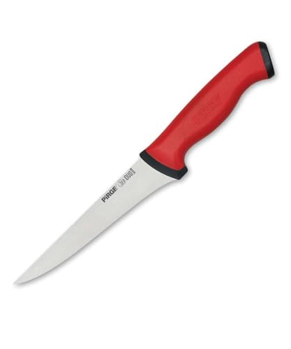 Pirge Duo Coltello da Disosso 14,5 cm Rosso - Coltello da Macellaio in Acciaio Inossidabile, Impugnatura Ergonomica e Antiscivolo, Affilato e Perfetto per Carne e Disosso