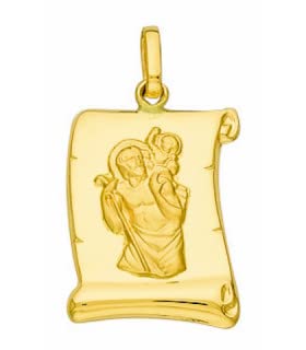 Médaille parchemin Saint Christophe or jaune 750 un lien précieux entre les générations