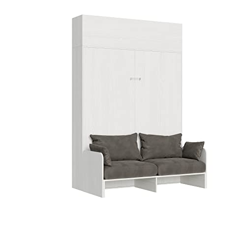Itamoby Cama de matrimonio con sofá Kentaro blanco fresno con armario abatible (ALESSIA 20)