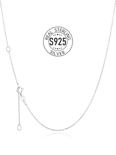 Silvora 925 Sterling Silver Chain Necklace 1.1/1.5mm Thin Silver Chain for Women-Sturdy & Shiny-Women's Chain Necklaces,Adjustable Length 16/17/18/20/22/24 Inches