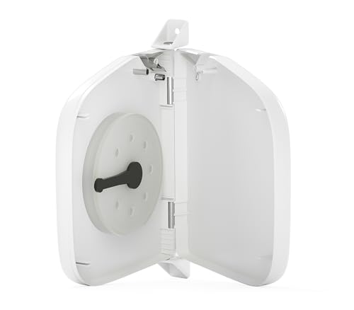 BAUHELD® Surface-Mounted Roller Shutter Belt Winder [Hinged] - Mini Roller Shutter Winder with Plastic Drum - For Roller Shutter Belt 14 mm [Without Strap] - 180° Swivelling with Hole Spacing of 155