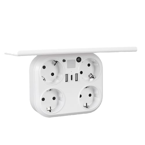Oreilet Extensor de Toma de Pared con Estante Nocturno, 4000 W, 3 Puertos USB, 4 Tomas de CA, Protector contra Sobretensiones, Tomas de Corriente, Enchufe Múltiple para el Hogar,