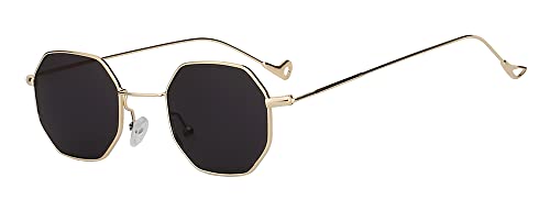 OWL Women Octagon Shape Vintage Sunglasses Colored Metal Frame Irregular Lens 3003