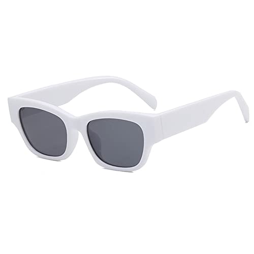 HPIRME Gafas Mujer Gafas de sol de ojo de gato Gafas de sol femeninas vintage Tonos pequeños, blanco, talla única