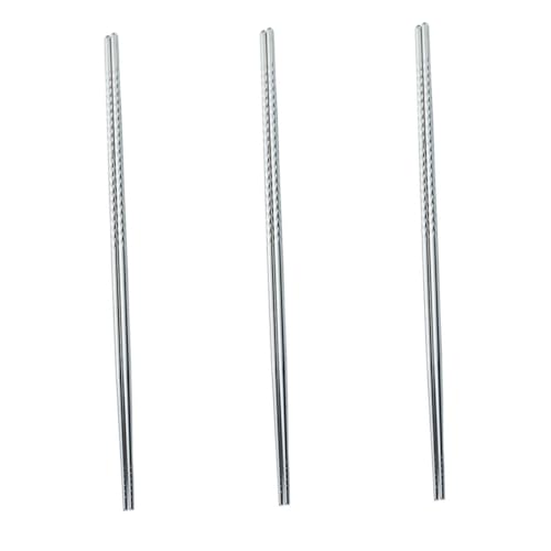 LOORGVEL 3組 ステンレス製加長箸 双 滑り止めリング付き 耐熱調理用箸 揚げ物対応 火鍋 日常食事向け