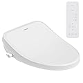 Clirass Electric Smart Bidet Toilet Seat, Warm Water and Adjustable Pressure, Elongated Heated Toilet Seat and Warm Air Drying, Slow Close Lid,Night Light,Wireless Remote,White (Elongated)