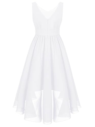 Choomomo Kids Girls Chiffon Wedding Dress Sleeveless Formal Party Flower Girl Dresses Ruffle High Low Hem2