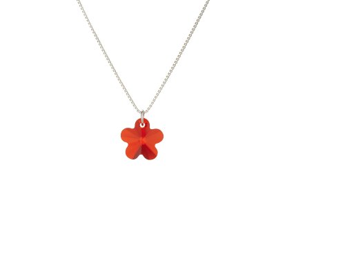 Cadena de plata 925 para niños con cristales Swarovski auténticos en diseño flor inoxidable