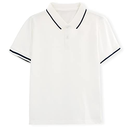 ACESTAR Boys Short Sleeve Polo Shirt Kids Plain School Uniform Polo Shirt for Boys and Girls 4-12 Years