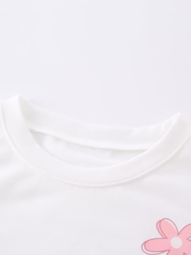 Little Girls Graphic Print Tee Shirt 3 Packs Long Sleeve Shirts Crew Neck Knit Tops Casual Daily Shirt 4-12Years3