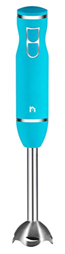 New House Kitchen Immersion Hand Blender 2 Speed Stick Mixer with Stainless Steel Shaft & Blade, 300 Watts Easily Food, Mixes Sauces, Purees Soups, Smoothies, and Dips, Turquoise (Renewed)