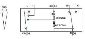 WBS-Adaptersystem – Druckschalter mit Arretierung | 11507100XX | Symbol „Warnblinken“ | Art.-Nr. KM10150003 – ersetzt Bosch 0 340 302 008, passend für Bosch