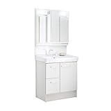 【施工付き】LIXIL(リクシル) INAX 洗面化粧台 セット D7シリーズ シングルレバー洗髪シャワー水栓 引出タイプ 寒冷地仕様 洗面器ピュアホワイト 間口750mm D7H5-755SYN-W/VP1W & 3面鏡全収納タイプ LED くもり止めコート MD7X3-753TYJU
