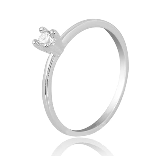 Anel Feminino Solitário Banhado Prata 925 com Pedra 2mm (18)