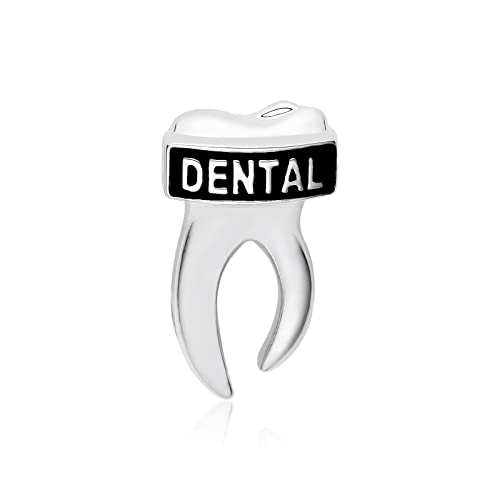 Image of Plikin 2pcs Dental Teeth Pins Brooch Medical Dentist Lapel Backpack Toothbrush Oral Care 14K Gold Plated Silver Pins Badge for Doctors Nurses