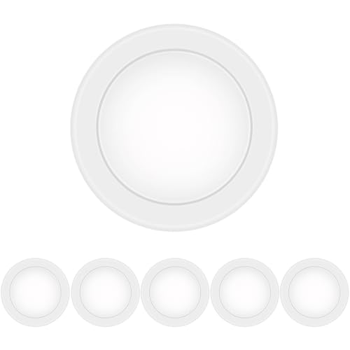 6 Pack 6 Inch LED Disk Light, Dimmable Flush Mount Ceiling Lights, Daylight 5000K, 15W 1100LM, CRI 90+, Low Profile Surface Mount Ceiling Disc Light, Wet Rated, Installs into Junction Box, ETL & FCC by E ENERGETIC LIGHTING - Used condition - US$42.31
