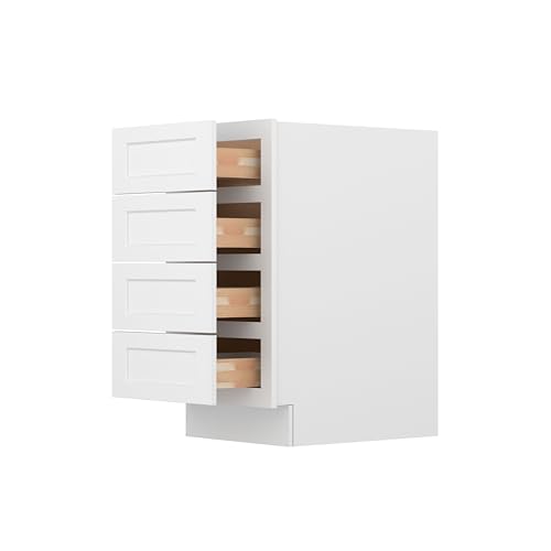 Image of Furinno Shaker Drawer Base Kitchen Cabinet with 4-Drawers, Ready to Assemble, 24 D x 18 W x 34.5 H, White