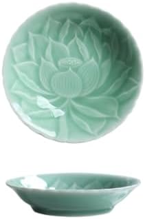 Plates Household Lotus Condiment Dish Ceramic Snack Dish Round Candy Dish Suitable for Appetizers, Sushi, Fruits Small Plates(B)