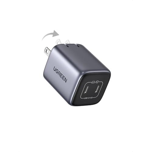 UGREEN 45W USB C Charger for iPhone 17, Nexode 2 Port GaN Foldable PPS Wall Charger Block Support Samsung Super Fast Charging 2.0 for Galaxy S25/S24 iPhone 17/16/15, iPad, MacBook, Steam Dec