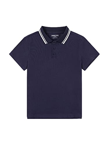 UNACOO Boys Girls Cotton Pique Polo Shirts Short Sleeve School Uniform Collar T-Shirts Moisture Wicking Performance Polo