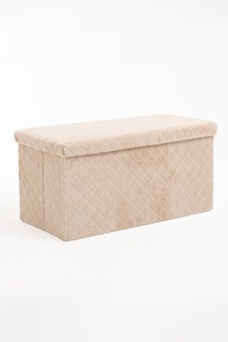 Regalos Miguel - Pufs y reposapiés - Puff Almacenaje Dico 76 cm Terciopelo - Beige