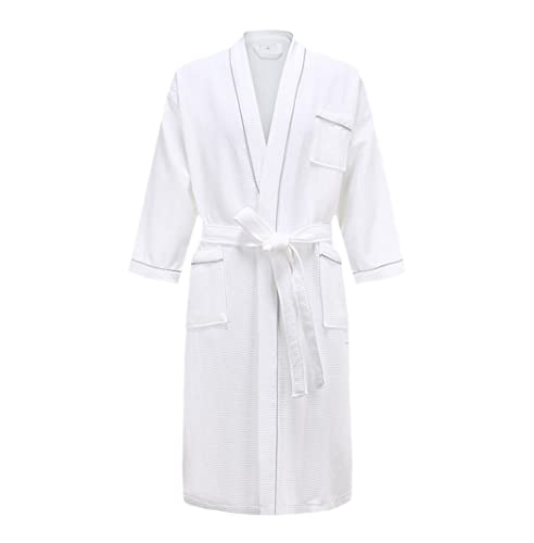 Peignoir de bain kimono homme coton gaufré argenté pour sortie de douche
