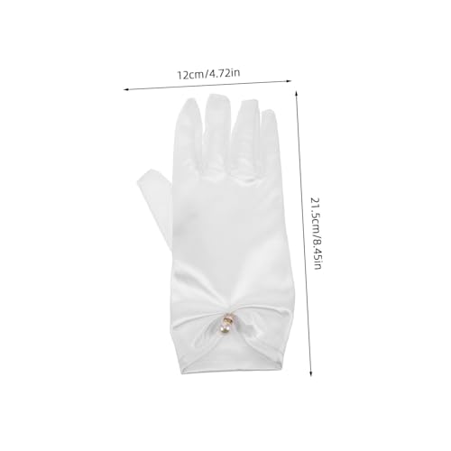 GALPADA Elegant Satin Bridal Gloves Short Princess Gloves for Women White Vintage Wedding Accessories2