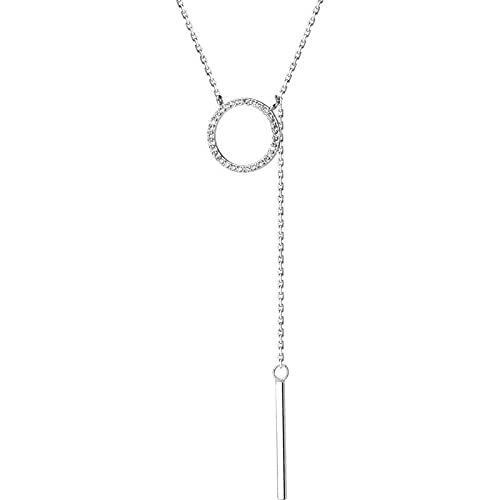 Collier avec pendentif à pampilles rondes en argent 925 et zircone cubique pour femmes