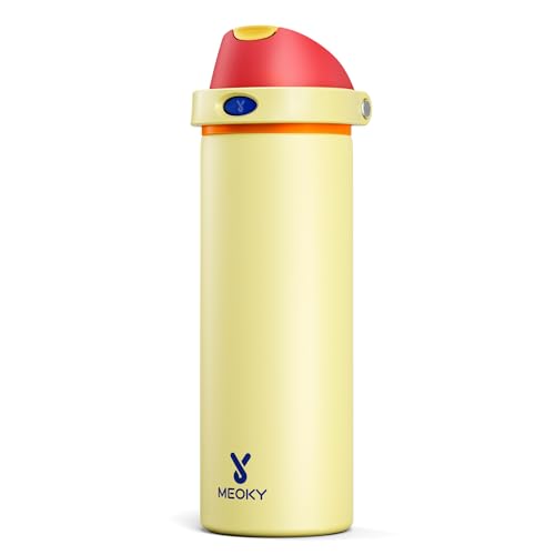Image of 24 oz Insulated Water Bottle with Straw: Meoky Stainless Steel Metal Water Bottle with Straw Lid - Leak Proof, Cold for 24 Hours, Fits in Car Cup Holder, BPA-Free for Travel Sports Gym, Misty Horizons
