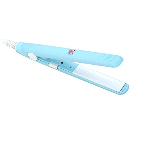 Mini Plancha de Pelo，Plancha de pelo 2 en 1,Planchas Planas de Calentamiento，Calentamiento Ultrarrápido,Cabello Corto, Flequillo Tamaño Mini Viaje uso en el Hogar (Azul)
