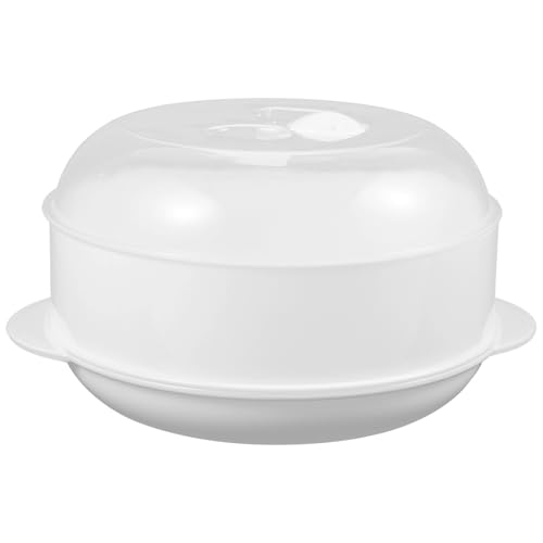 jojofuny Vaporera Redonda de Plástico para Microondas con Tapa Utensilio de Cocina Resistente Ventilación Ajustable Capacidad Grande Apta para Vapor y Alimentos Fácil Limpieza
