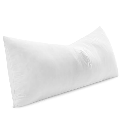 MIULEE Lumbar Pillow Insert 14x36 Inch, Feather Mix Polycotton with Cotton Fabric Rectangle Decorative Throw Pillows for Couch Bed Sofa