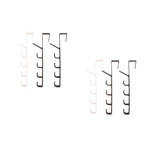 Cabilock 2sets 3pcs Over The Door Hooks Resin Five Section Hanger for Towels and Bags Easy Install Door Hook Rack Black Coffee White for Bedroom Kitchen and Office 3pcs*2