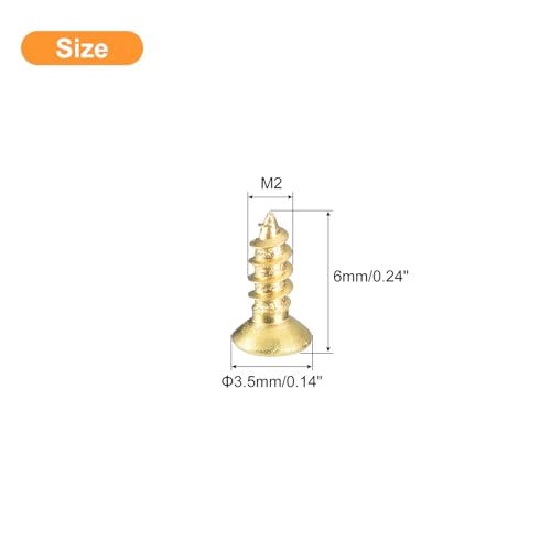 uxcell 60Pcs Tornillos de Latón para Madera, M2 x 6mm, Cabeza Plana Phillips, Tornillo Autorroscante para Madera para Bisagras de Puertas, Muebles de Madera y Electrodomésticos miniatura 2
