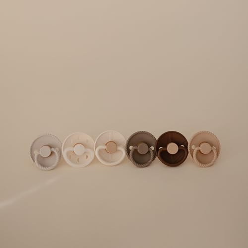 Image of FRIGG Natural Rubber Baby Pacifier 6-Pack Earthy Wonder | Made in Denmark | BPA-Free (0-6 Months)
