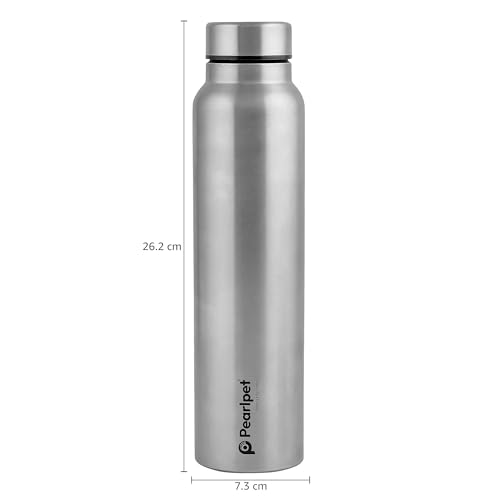 Image of PEARLPET F10 Single Wall Stainless Steel Water Bottle,1L, Silver, Pack of 4 (Matt Finish)